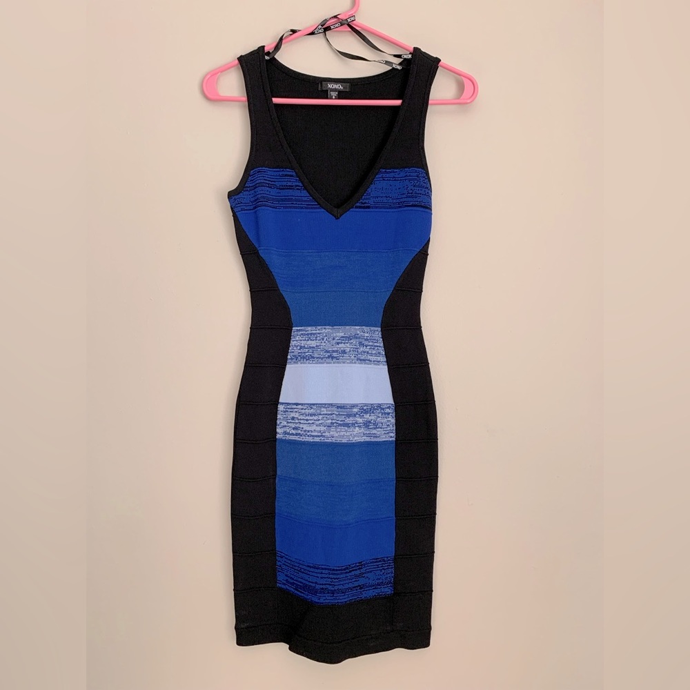 XOXO Black and Blue Bodycon Dress